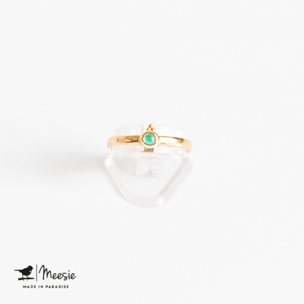 Ring dot groene Kwarts edelsteen goud op zilver Ring dot groene Kwarts edelsteen goud op zilver